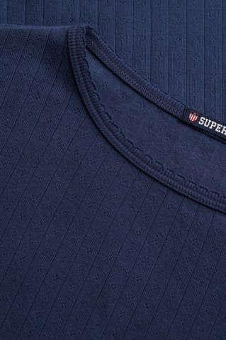pointelle 1/2 sleeve top superdry & co blue