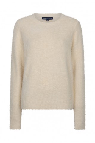sweater red button cream