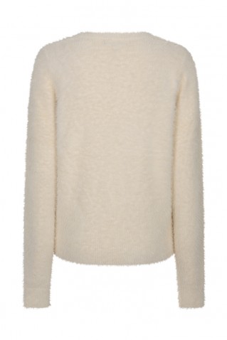 sweater red button cream