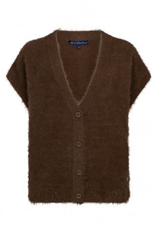 fluffy waistcoat red button praline