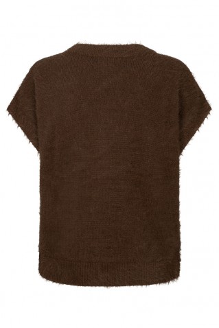 fluffy waistcoat red button praline