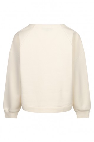 sweater red button ecru/burgundy