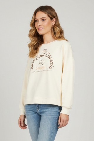 sweater red button ecru/brown
