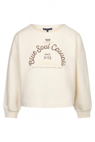 sweater red button ecru/brown