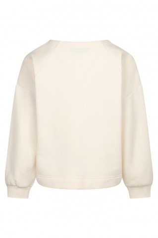 sweater red button ecru/brown