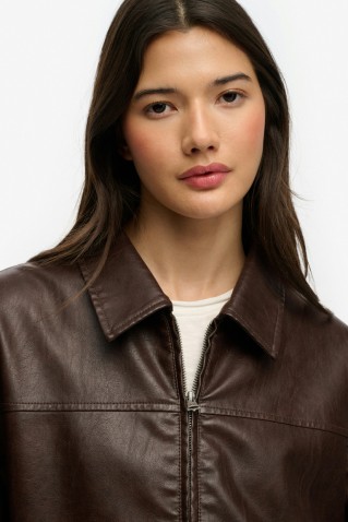 collared oversized bomber jacket superdry & co brown