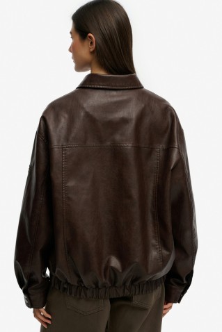 collared oversized bomber jacket superdry & co brown