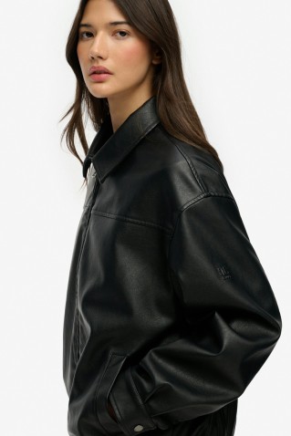 collared oversized bomber jacket superdry & co black