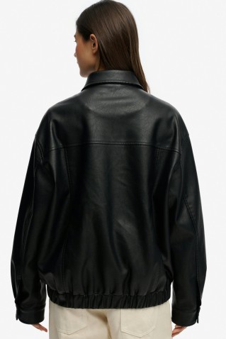 collared oversized bomber jacket superdry & co black