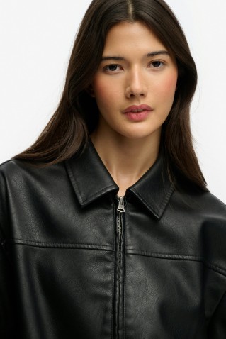 collared oversized bomber jacket superdry & co black