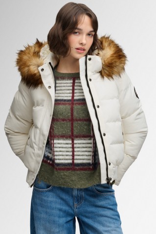 everest hooded bomber jacket superdry & co off white