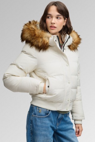 everest hooded bomber jacket superdry & co off white