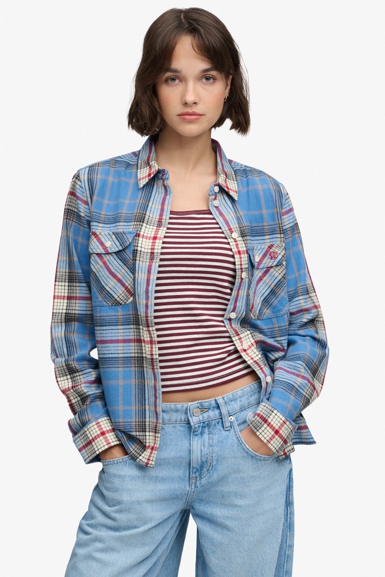 lumberjack check plannel shirt superdry & co blue