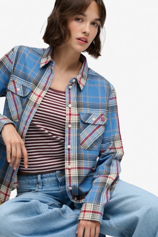 lumberjack check plannel shirt superdry & co blue