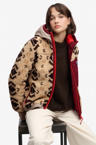sherpa jaquard fleece hubrid futter superdy & co cream