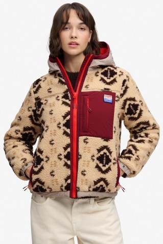 sherpa jaquard fleece hubrid futter superdy & co cream