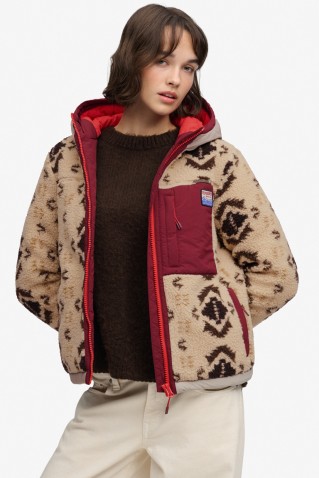 sherpa jaquard fleece hubrid futter superdy & co cream