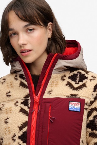 sherpa jaquard fleece hubrid futter superdy & co cream