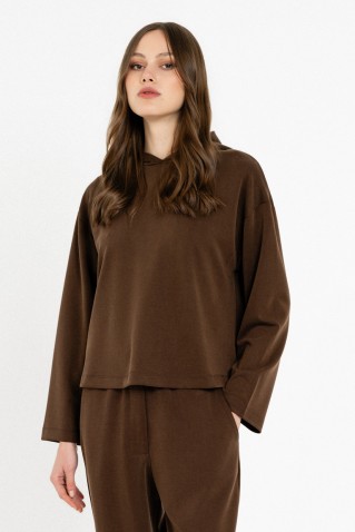 heavy rib sandwashed hoodied top philosophy brown