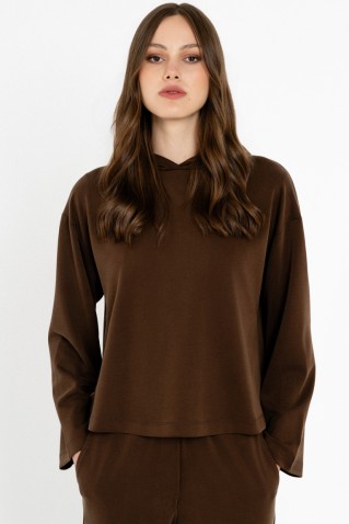 heavy rib sandwashed hoodied top philosophy brown