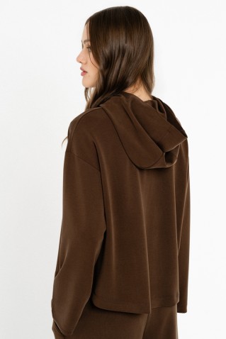 heavy rib sandwashed hoodied top philosophy brown