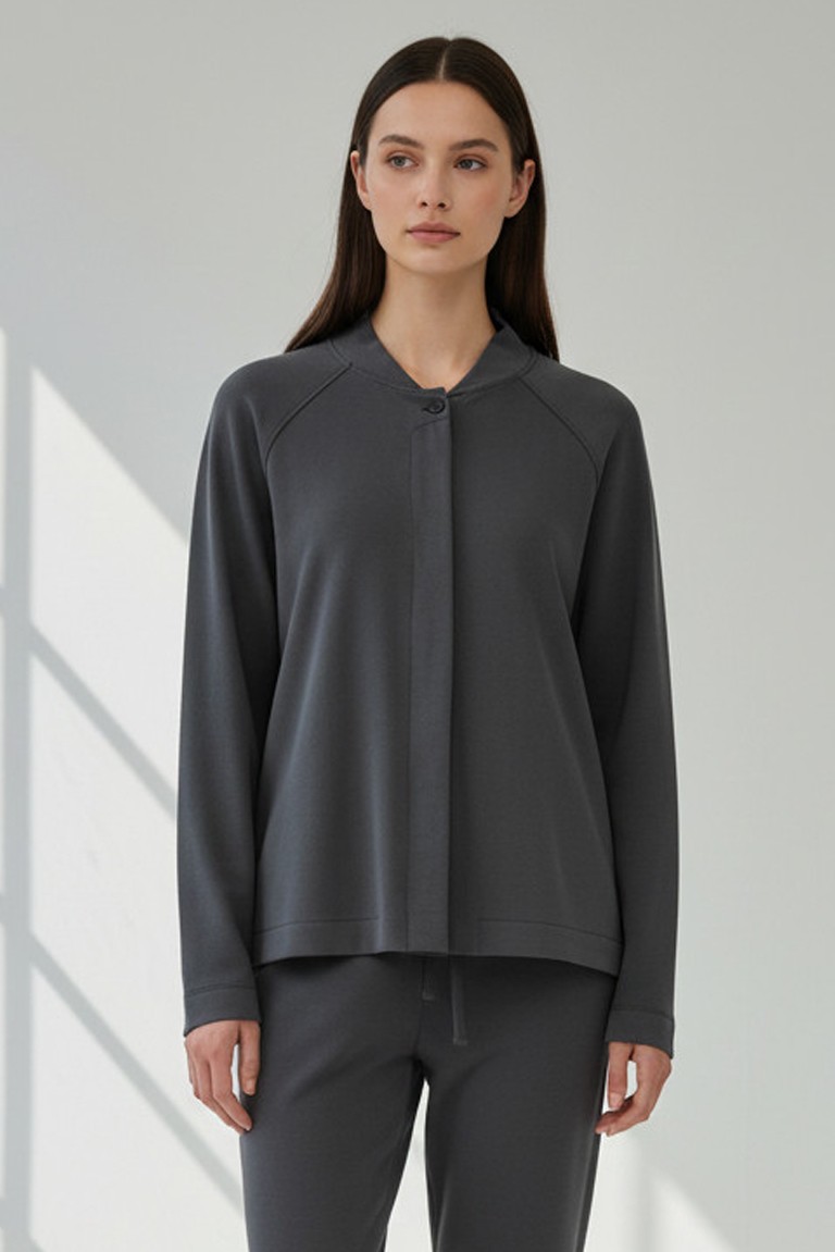 heavy rib sandwashed jacket philosophy grey