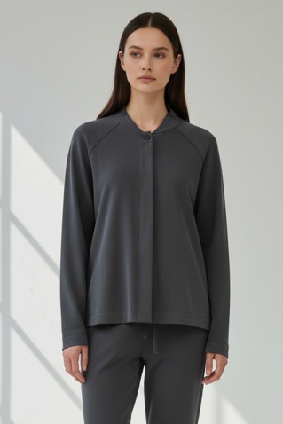heavy rib sandwashed jacket philosophy grey