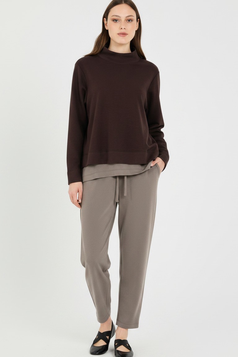 futter mock neck top philosophy dark brown