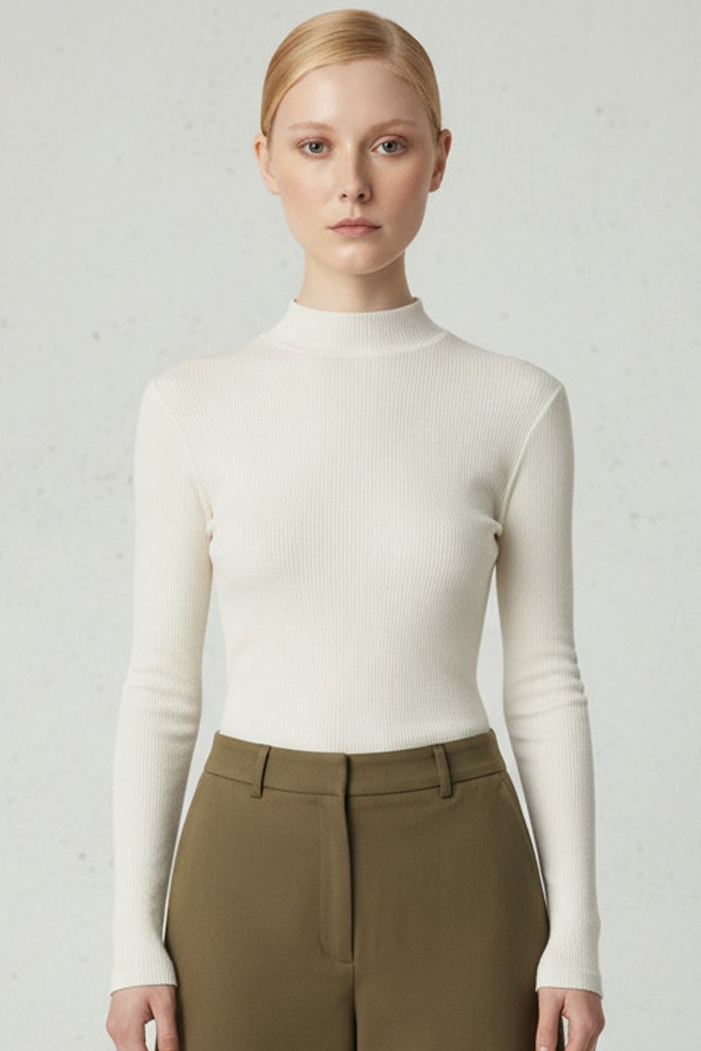 rib turtleneck blouse moutaki ecru
