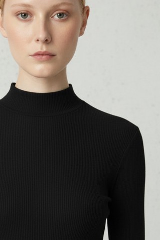 rib turtleneck blouse moutaki black