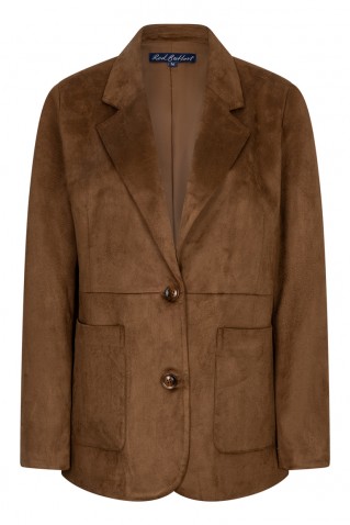 suede blazer red button