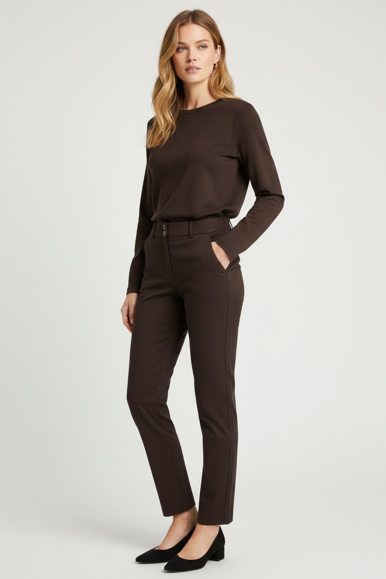 diana smart pants red button espresso