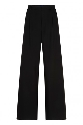 pearl pleated pants red button black