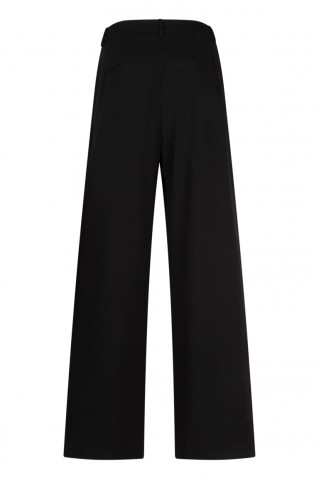 pearl pleated pants red button black