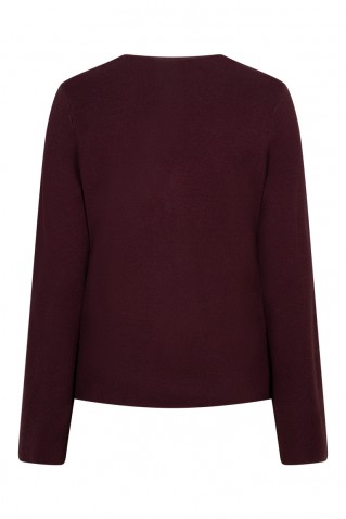 emilie knit blazer red button burgundy
