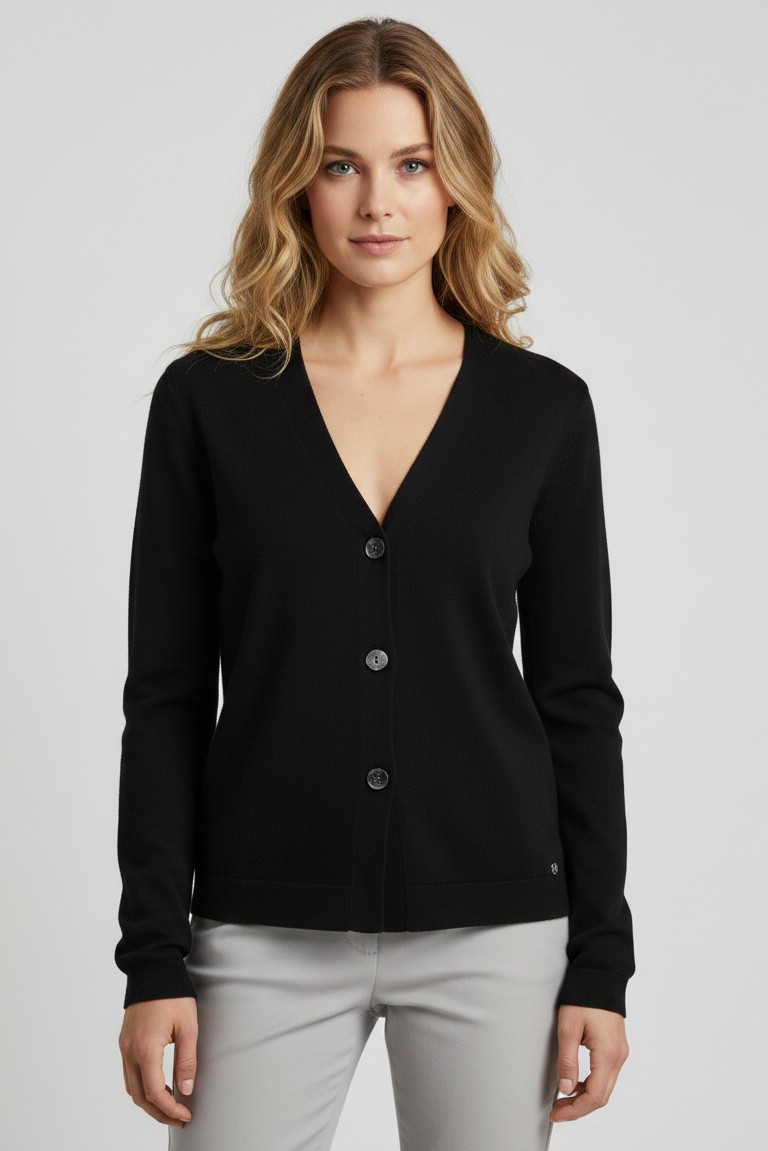 emilie πλεκτη ζακετα red button black