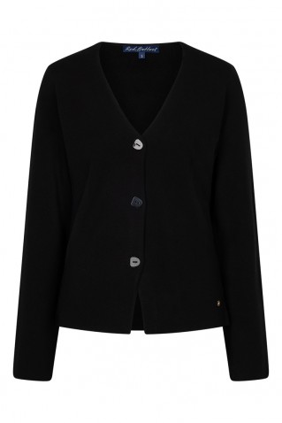 emilie πλεκτη ζακετα red button black