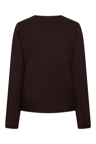 emilie knit blazer red button espresso