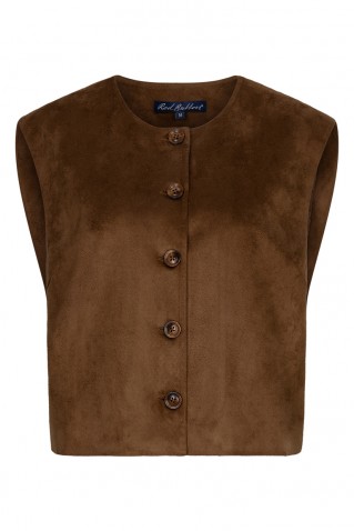 γιλεκο suedine red button praline