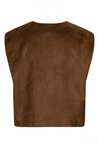 γιλεκο suedine red button praline