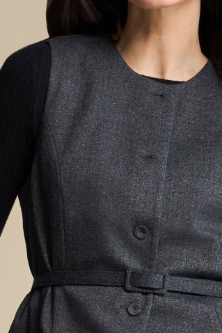sarah heringbone punta waistcoat red button grey/black