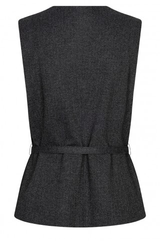 sarah heringbone punta waistcoat red button grey/black