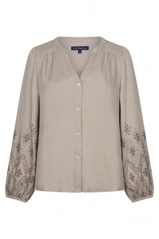 μπλουζα embroidery red button light truffle