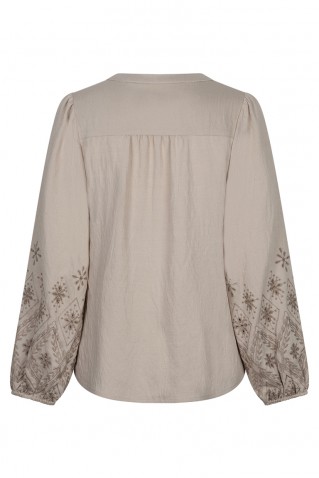 μπλουζα embroidery red button light truffle