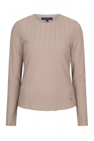 fine knit τοπ red button beige