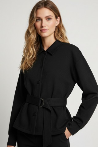 fancu punta blouse jacket red button black