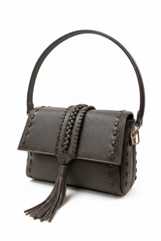 δερματινη τσαντα dark brown