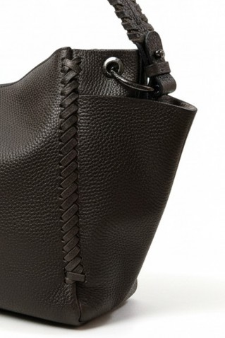 δερματινη τσαντα dark brown