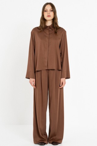 satin sandwashed shirt philosophy dark brown