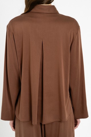 satin sandwashed shirt philosophy dark brown